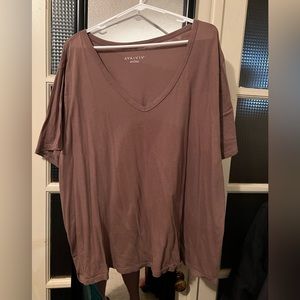 Brown V-neck T-Shirt 4X